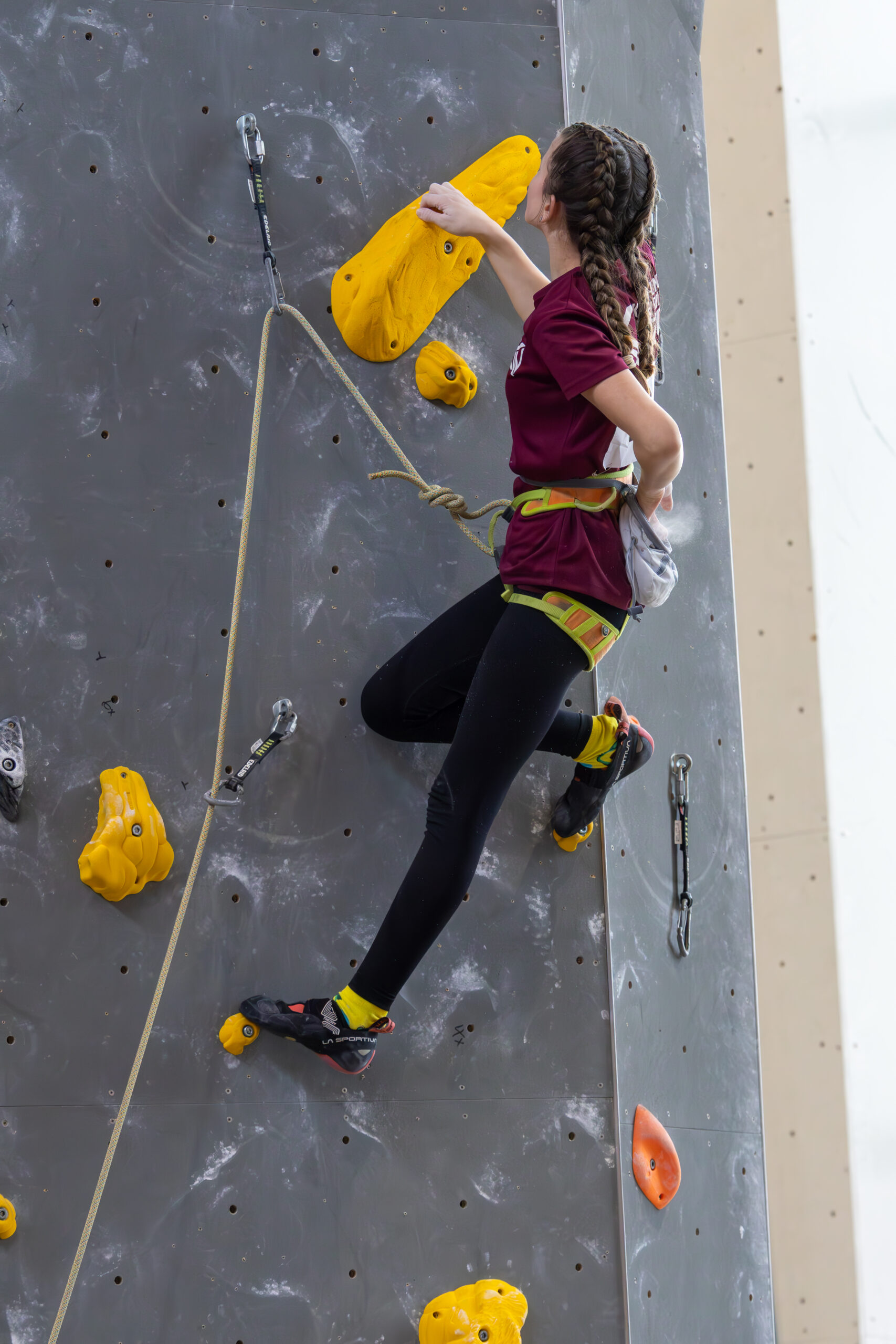 Ruheposition in Kletterroute